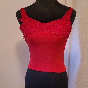 Chic Red, Black, Green, Beige, White Lace Camisole Tops size LG 5